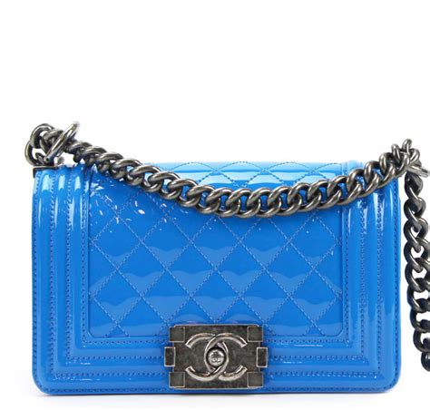 chanel blue patent boy chanel chateau bag|chanel handbags sale.